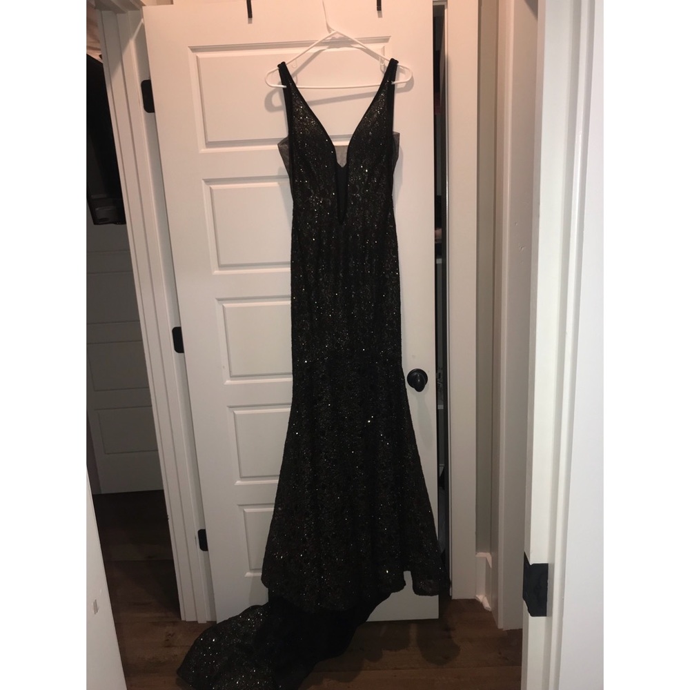 Johnathan Kayne #8218 Black & Gold Dress Size 6